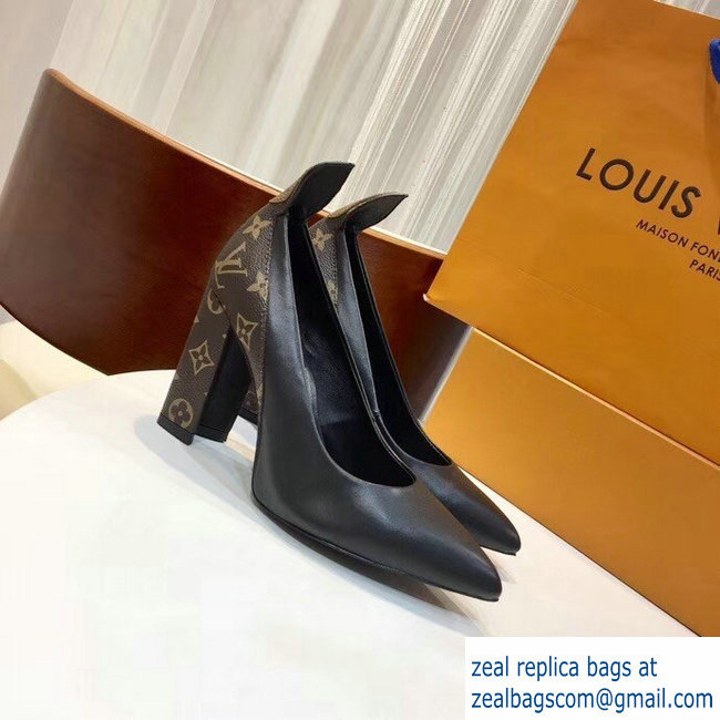Louis Vuitton Heel 10.5cm Matchmake Pumps Leather Black/Monogram Canvas 2019 - Click Image to Close