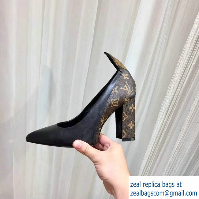 Louis Vuitton Heel 10.5cm Matchmake Pumps Leather Black/Monogram Canvas 2019 - Click Image to Close