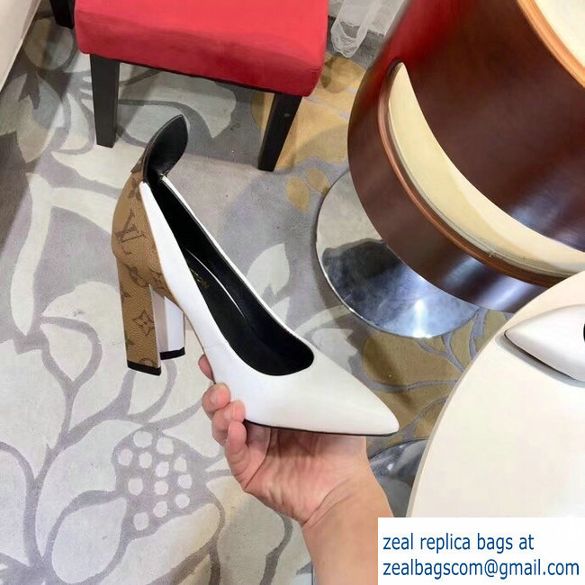 Louis Vuitton Heel 10.5cm Matchmake Pumps Leather White/Monogram Reverse Canvas 2019 - Click Image to Close