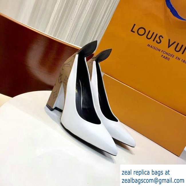 Louis Vuitton Heel 10.5cm Matchmake Pumps Leather White/Monogram Reverse Canvas 2019 - Click Image to Close