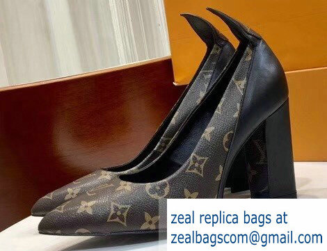 Louis Vuitton Heel 10.5cm Matchmake Pumps Monogram Canvas/Leather Black 2019 - Click Image to Close