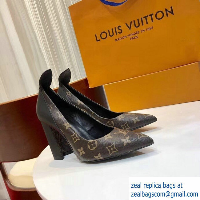 Louis Vuitton Heel 10.5cm Matchmake Pumps Monogram Canvas/Leather Black 2019