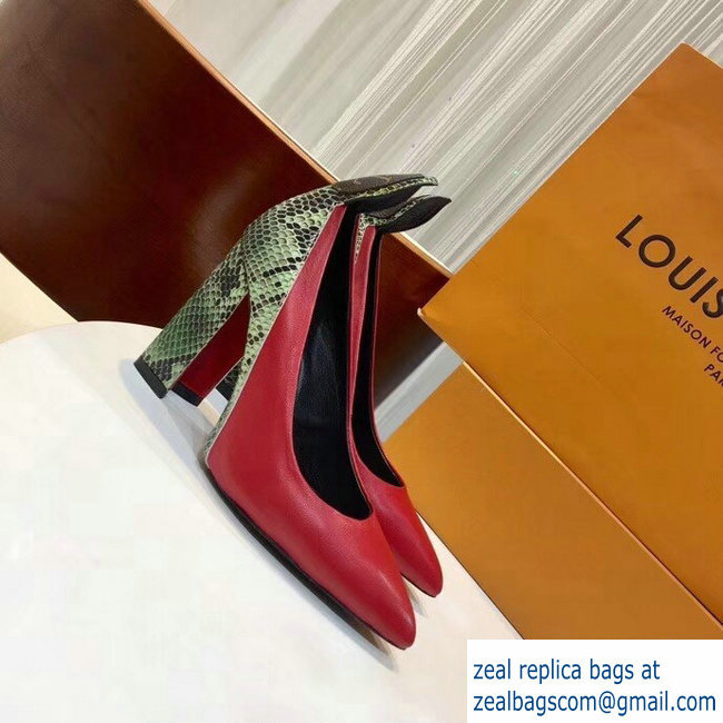Louis Vuitton Heel 10.5cm Matchmake Pumps Red/Python 2019 - Click Image to Close