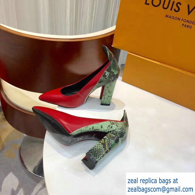 Louis Vuitton Heel 10.5cm Matchmake Pumps Red/Python 2019 - Click Image to Close