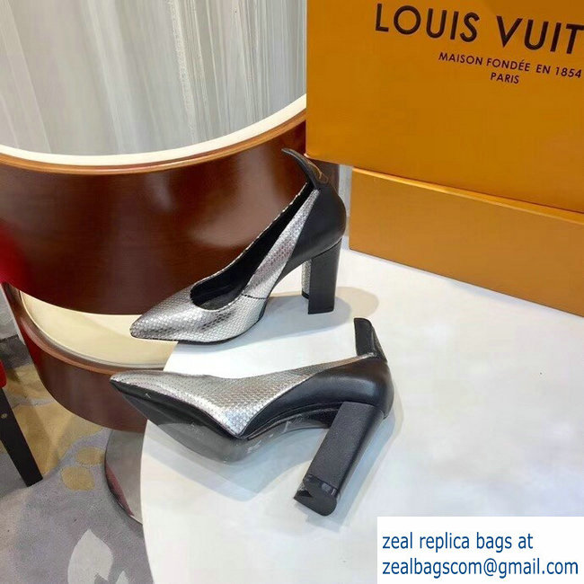 Louis Vuitton Heel 10.5cm Matchmake Pumps Silver/Black 2019 - Click Image to Close