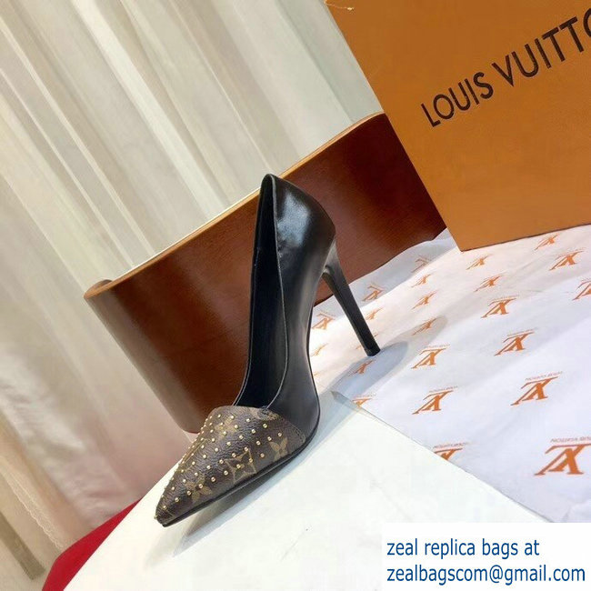 Louis Vuitton Heel 10cm Cherie Pumps Leather/Monogram Canvas 1A4DGE Studs 2019 - Click Image to Close