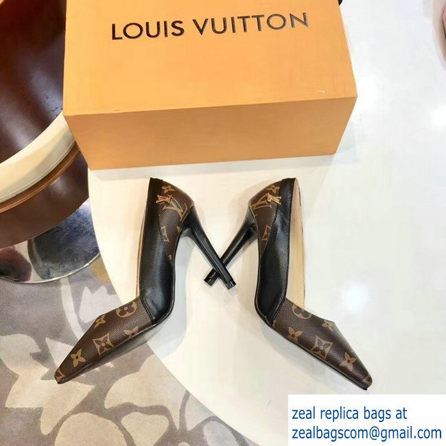 Louis Vuitton Heel 10cm Cherie Pumps Leather/Monogram Canvas Black 2019