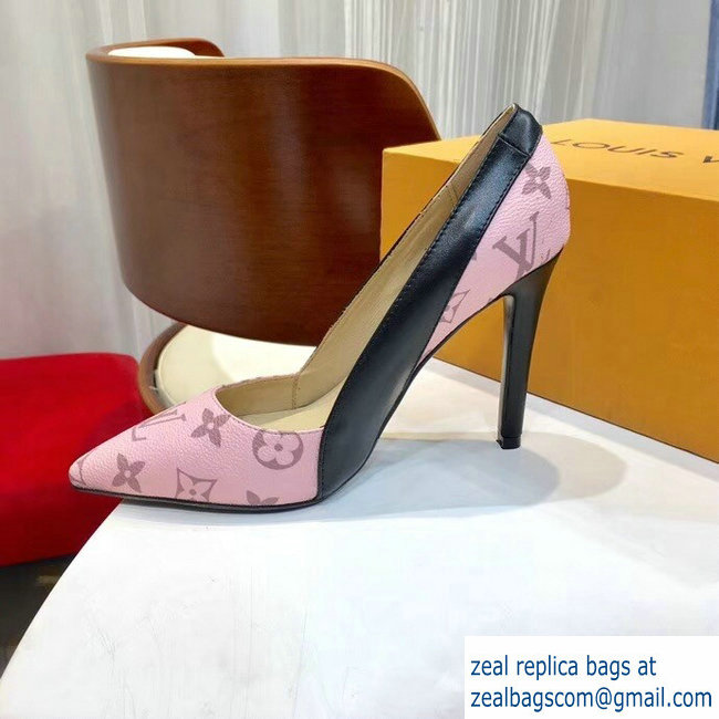 Louis Vuitton Heel 10cm Cherie Pumps Leather/Monogram Canvas Pink 2019 - Click Image to Close