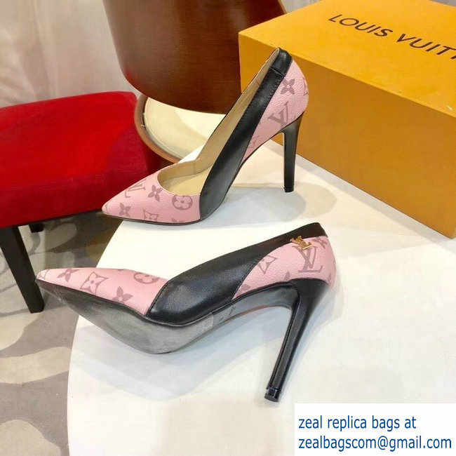 Louis Vuitton Heel 10cm Cherie Pumps Leather/Monogram Canvas Pink 2019 - Click Image to Close