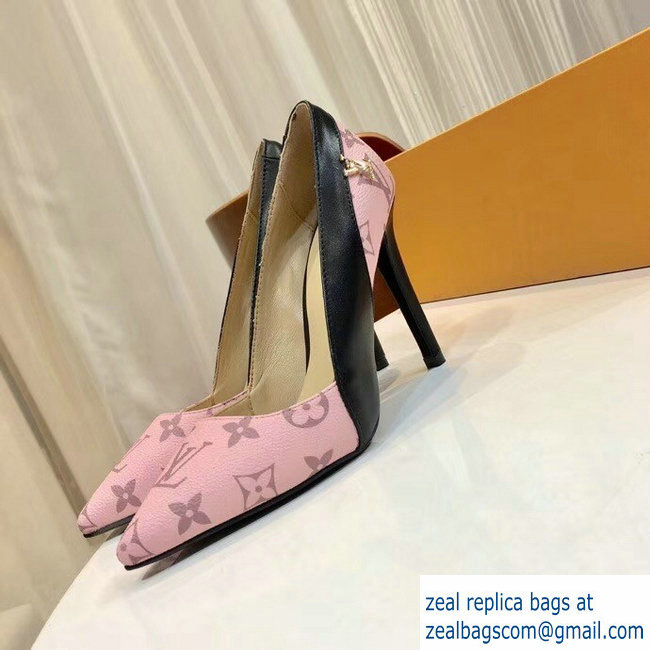 Louis Vuitton Heel 10cm Cherie Pumps Leather/Monogram Canvas Pink 2019 - Click Image to Close