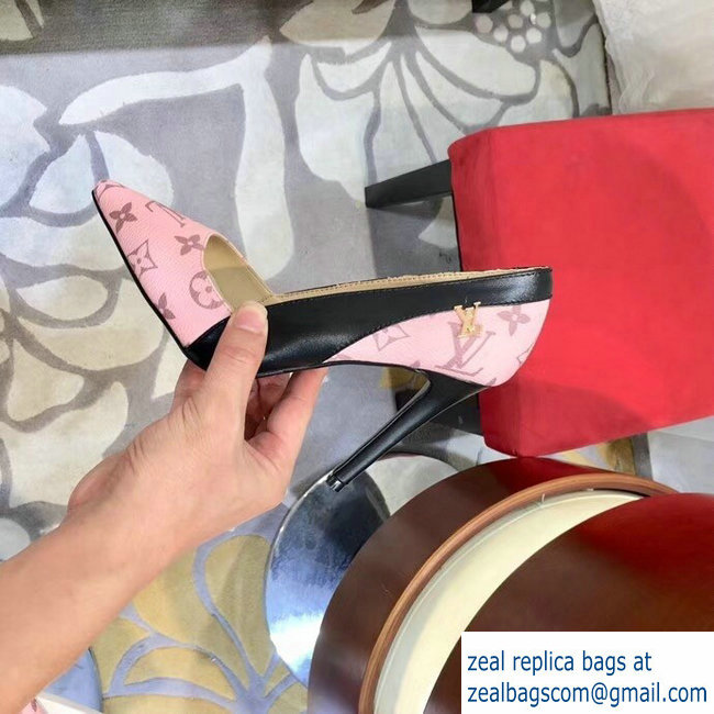 Louis Vuitton Heel 10cm Cherie Pumps Leather/Monogram Canvas Pink 2019 - Click Image to Close