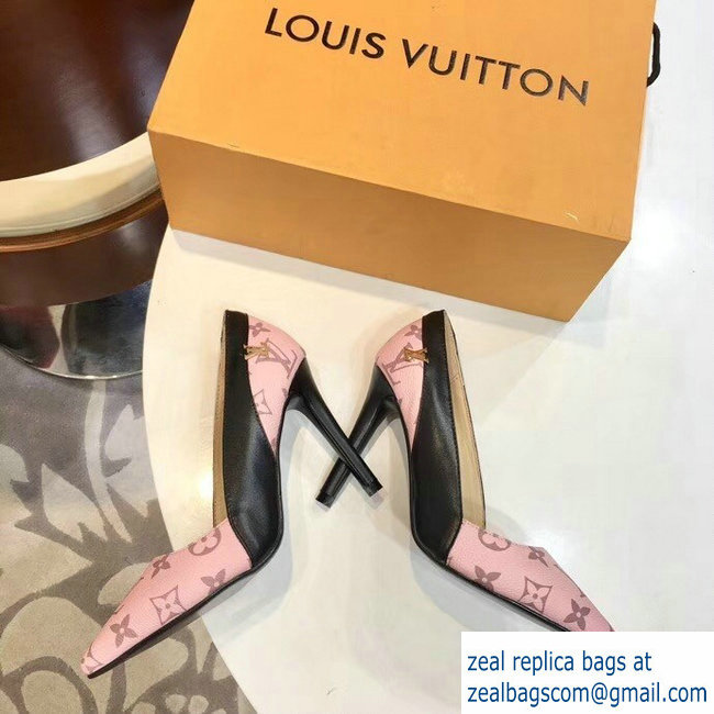 Louis Vuitton Heel 10cm Cherie Pumps Leather/Monogram Canvas Pink 2019 - Click Image to Close