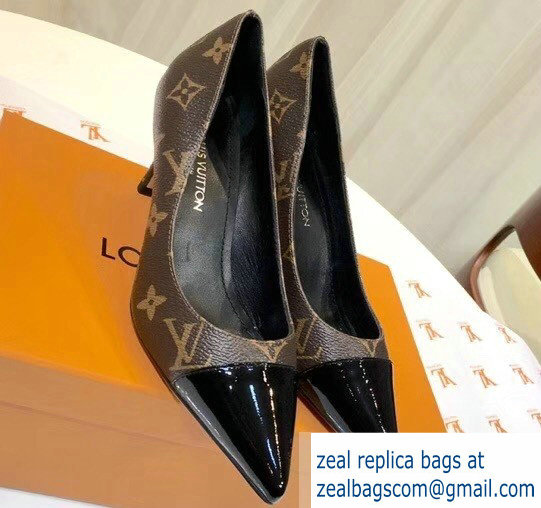 Louis Vuitton Heel 6.5cm Fetish Pumps Monogram Canvas/Patent Black - Click Image to Close