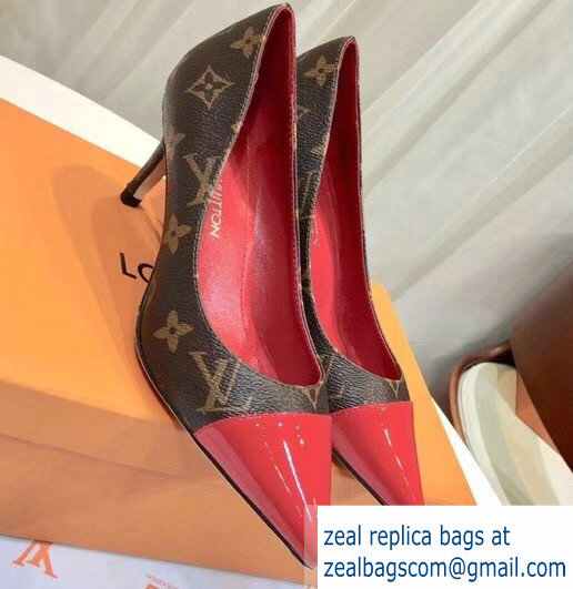 Louis Vuitton Heel 6.5cm Fetish Pumps Monogram Canvas/Patent Red - Click Image to Close