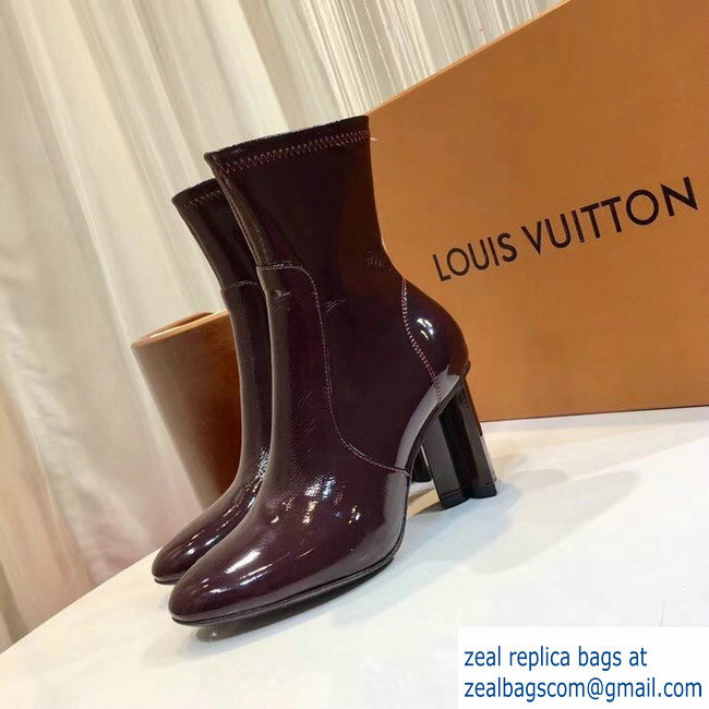 Louis Vuitton Heel 8cm Patent Leather Silhouette Ankle Boots 1A4E11 Bordeaux 2018 - Click Image to Close