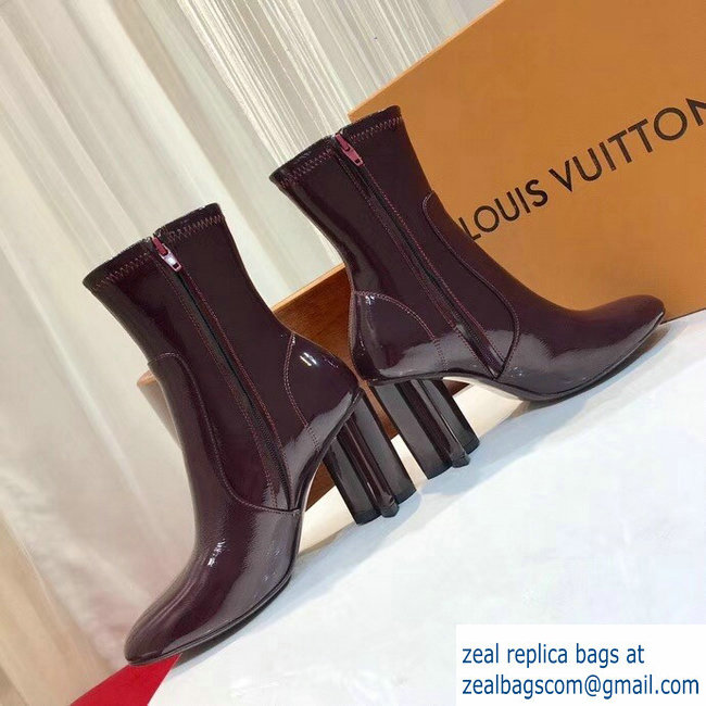 Louis Vuitton Heel 8cm Patent Leather Silhouette Ankle Boots 1A4E11 Bordeaux 2018