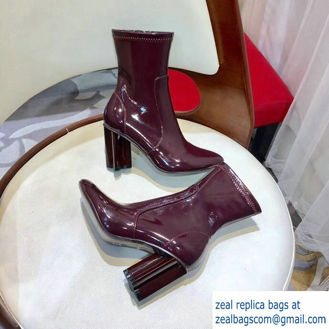 Louis Vuitton Heel 8cm Patent Leather Silhouette Ankle Boots 1A4E11 Bordeaux 2018 - Click Image to Close