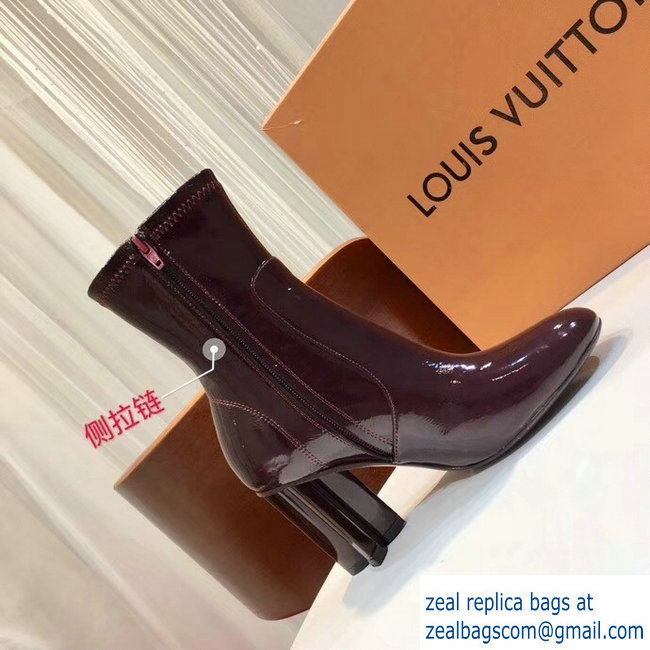 Louis Vuitton Heel 8cm Patent Leather Silhouette Ankle Boots 1A4E11 Bordeaux 2018