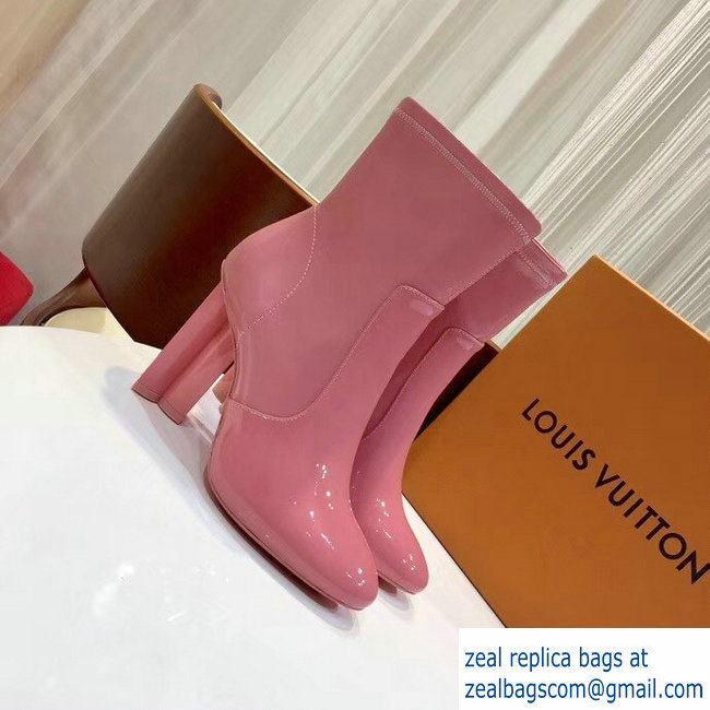 Louis Vuitton Heel 8cm Patent Leather Silhouette Ankle Boots 1A4E1G Rose Clair 2018 - Click Image to Close