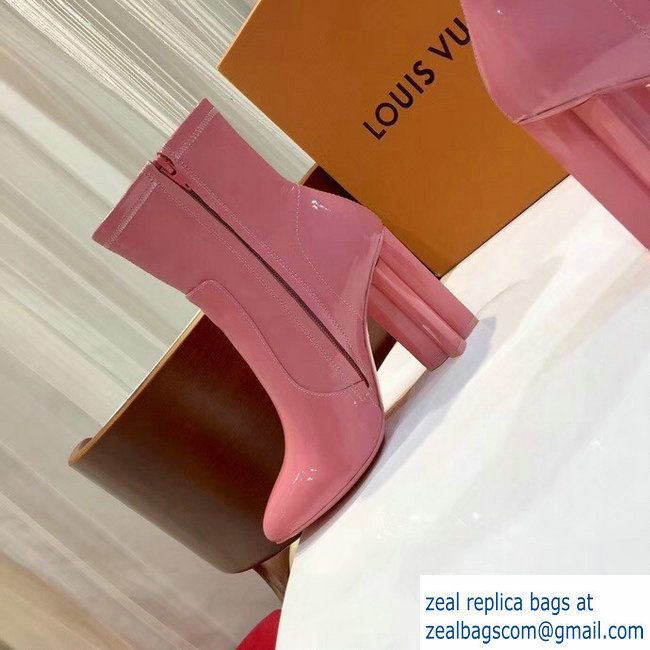 Louis Vuitton Heel 8cm Patent Leather Silhouette Ankle Boots 1A4E1G Rose Clair 2018 - Click Image to Close