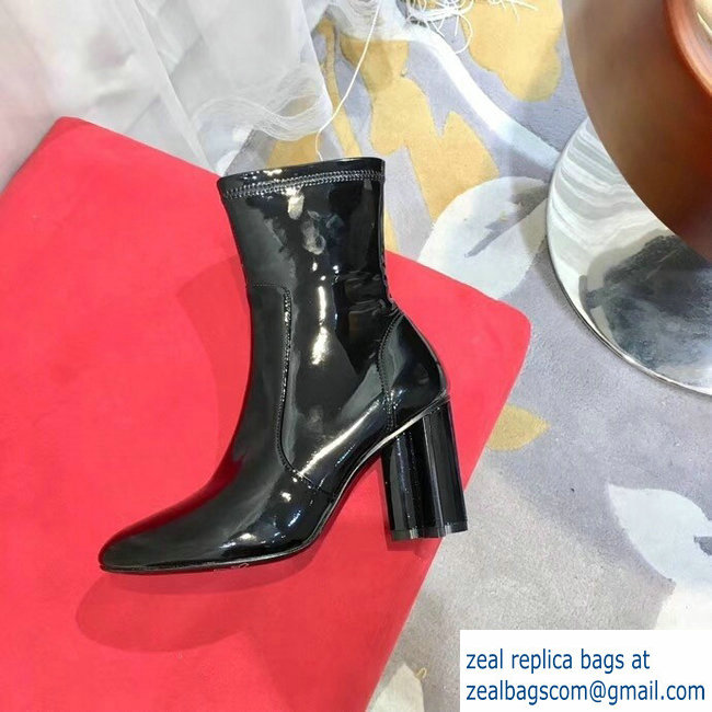 Louis Vuitton Heel 8cm Patent Leather Silhouette Ankle Boots Black 2018