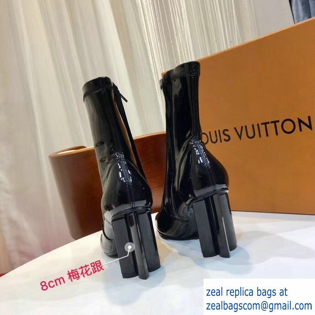 Louis Vuitton Heel 8cm Patent Leather Silhouette Ankle Boots Black 2018 - Click Image to Close