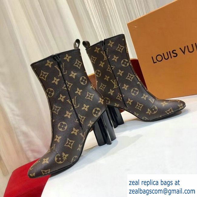 Louis Vuitton Heel 8cm Silhouette Ankle Boots Monogram Canvas 2018 - Click Image to Close