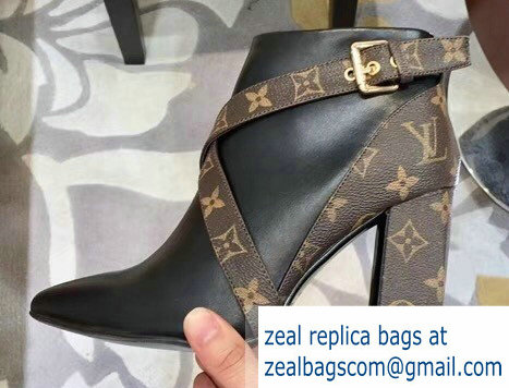 Louis Vuitton Heel 9.5cm Matchmake Ankle Boots Leather/Monogram Canvas Black 2019 - Click Image to Close