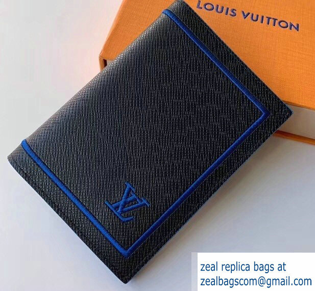 Louis Vuitton Leather Passport Cover Black/Blue 2019 - Click Image to Close