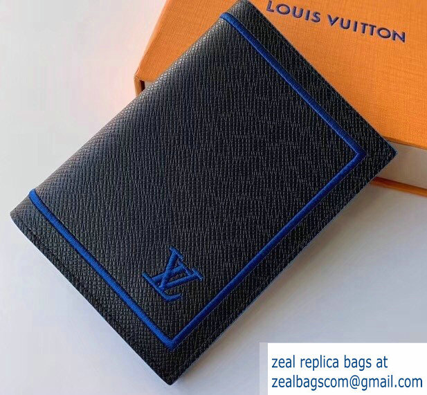 Louis Vuitton Leather Passport Cover Black/Blue 2019