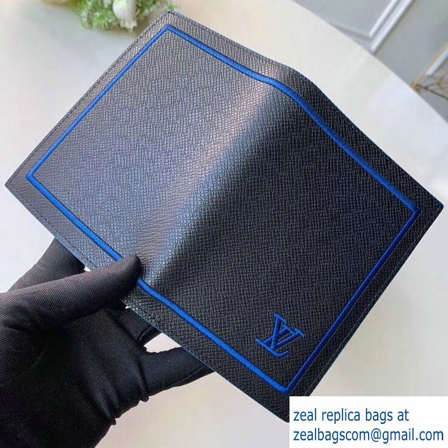 Louis Vuitton Leather Passport Cover Black/Blue 2019