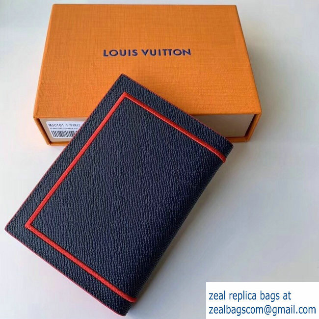 Louis Vuitton Leather Passport Cover Dark Blue/Red 2019 - Click Image to Close