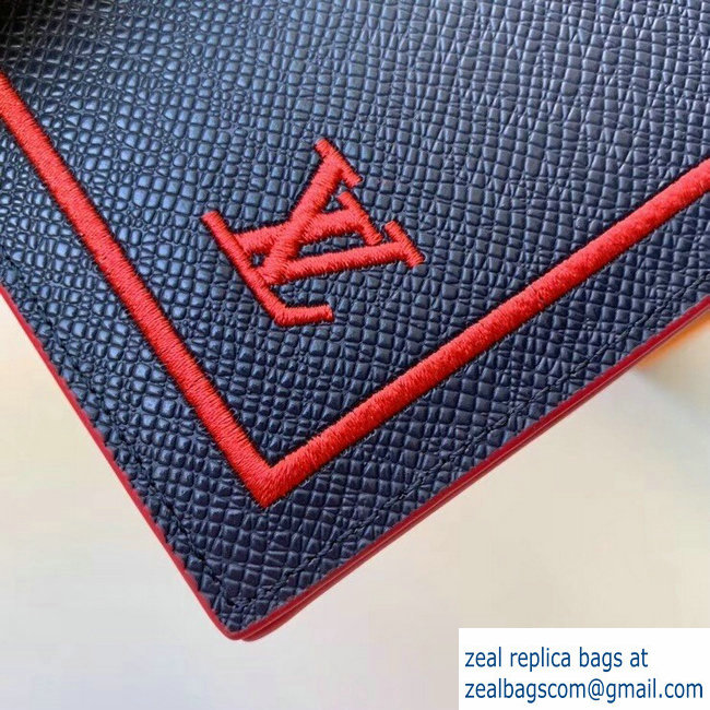 Louis Vuitton Leather Passport Cover Dark Blue/Red 2019 - Click Image to Close