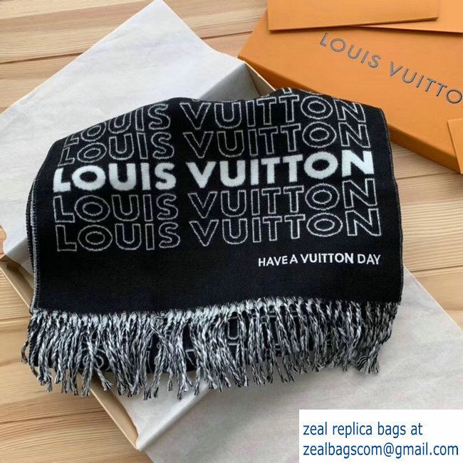 Louis Vuitton Logo Print Scarf Black/White 2018