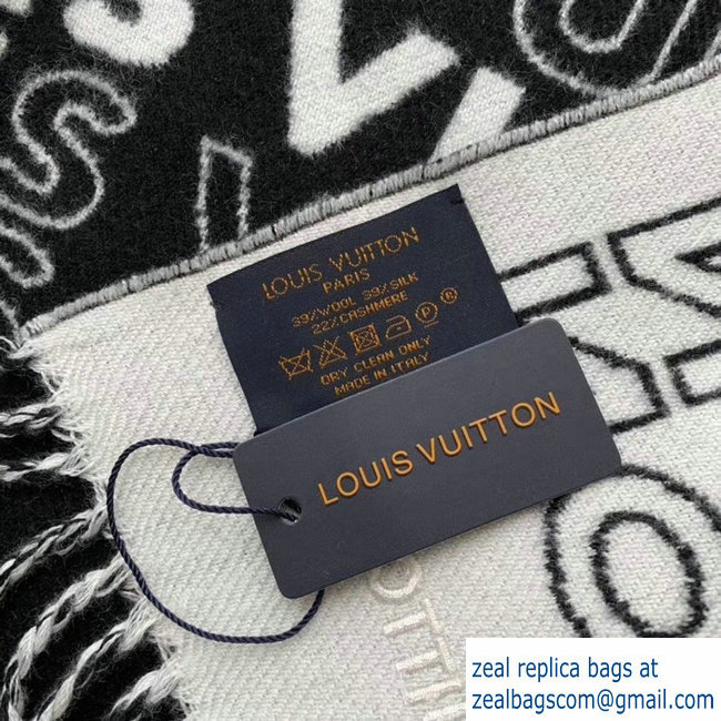 Louis Vuitton Logo Print Scarf Black/White 2018 - Click Image to Close