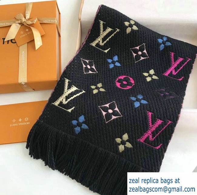 Louis Vuitton Logomania Rainbow Scarf M70899 Black 2018 - Click Image to Close