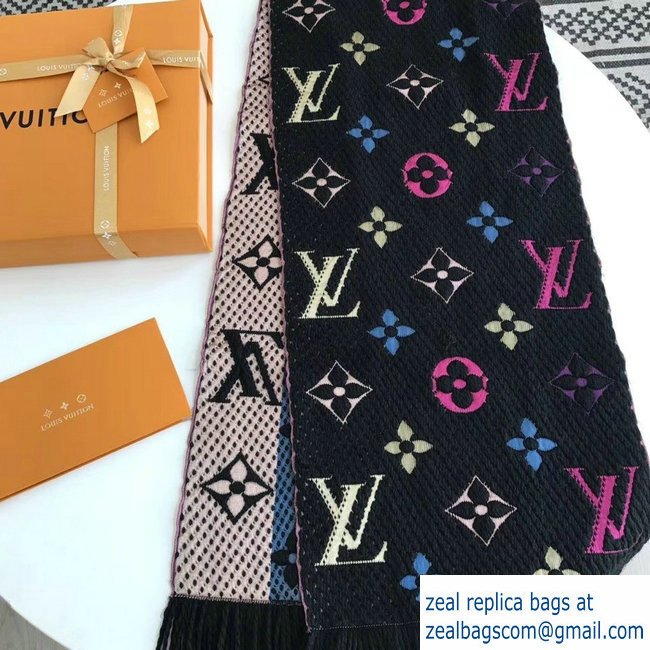 Louis Vuitton Logomania Rainbow Scarf M70899 Black 2018 - Click Image to Close