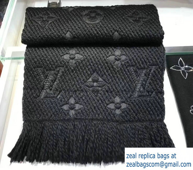 Louis Vuitton Logomania Scarf Black 2018 - Click Image to Close