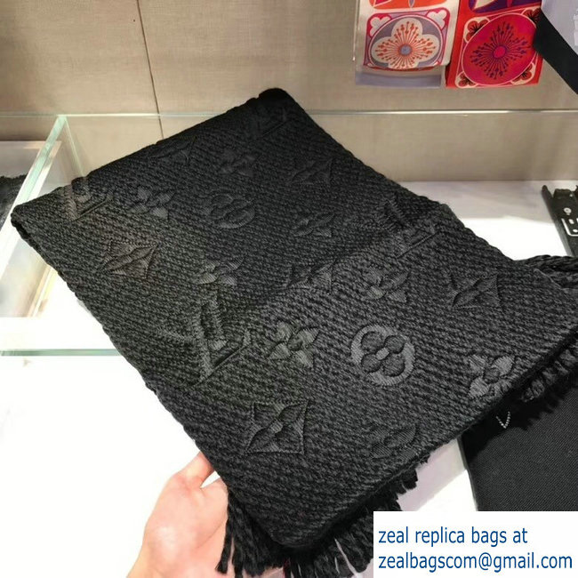 Louis Vuitton Logomania Scarf Black 2018 - Click Image to Close