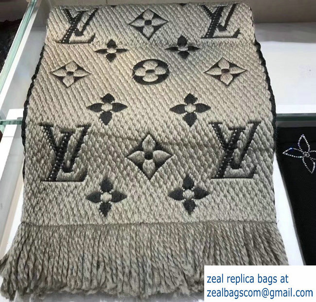 Louis Vuitton Logomania Scarf M74742 Pearl Gray 2018