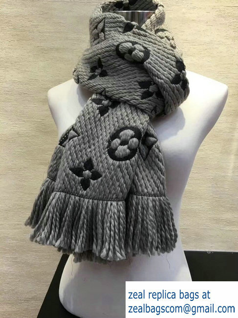 Louis Vuitton Logomania Scarf M74742 Pearl Gray 2018 - Click Image to Close