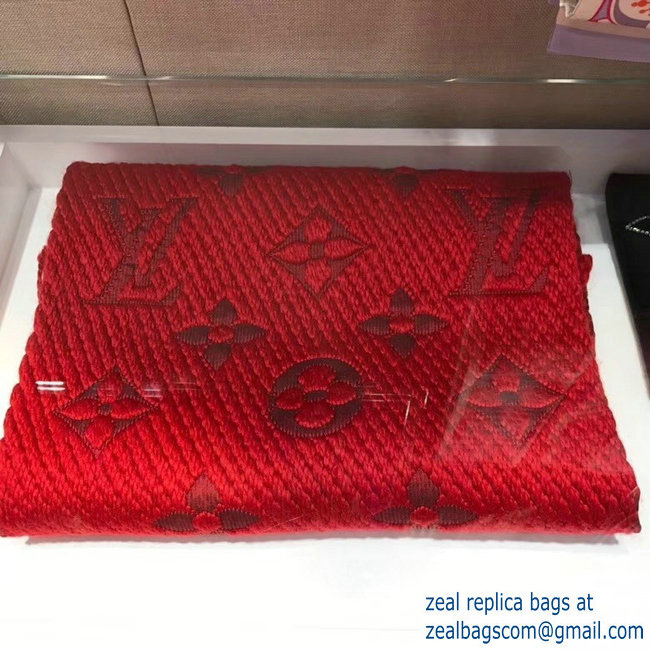 Louis Vuitton Logomania Scarf Red 2018 - Click Image to Close