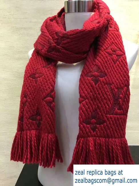 Louis Vuitton Logomania Scarf Red 2018 - Click Image to Close