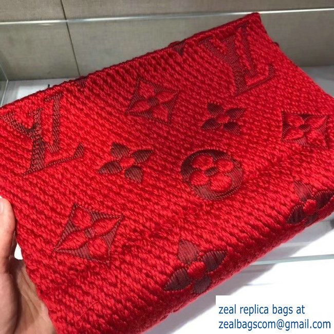 Louis Vuitton Logomania Scarf Red 2018 - Click Image to Close