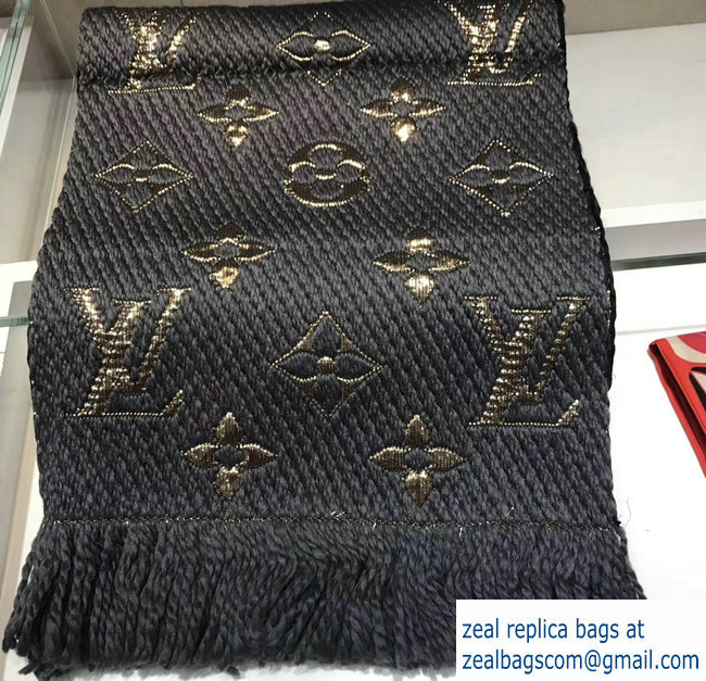 Louis Vuitton Logomania Shine Scarf Dark Gray/Gold 2018