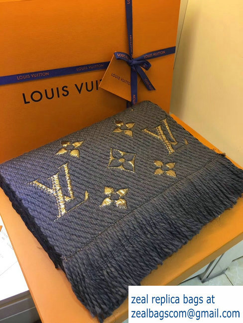 Louis Vuitton Logomania Shine Scarf Dark Gray/Gold 2018 - Click Image to Close