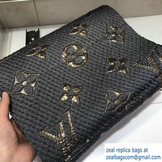 Louis Vuitton Logomania Shine Scarf Dark Gray/Gold 2018 - Click Image to Close