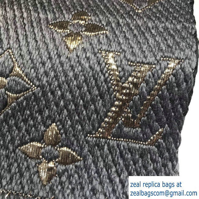 Louis Vuitton Logomania Shine Scarf Dark Gray/Gold 2018