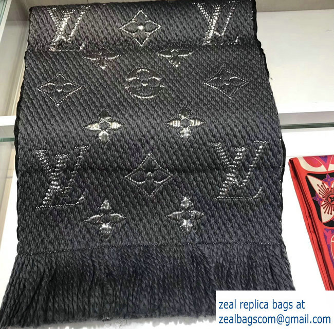 Louis Vuitton Logomania Shine Scarf Dark Gray/Silver 2018