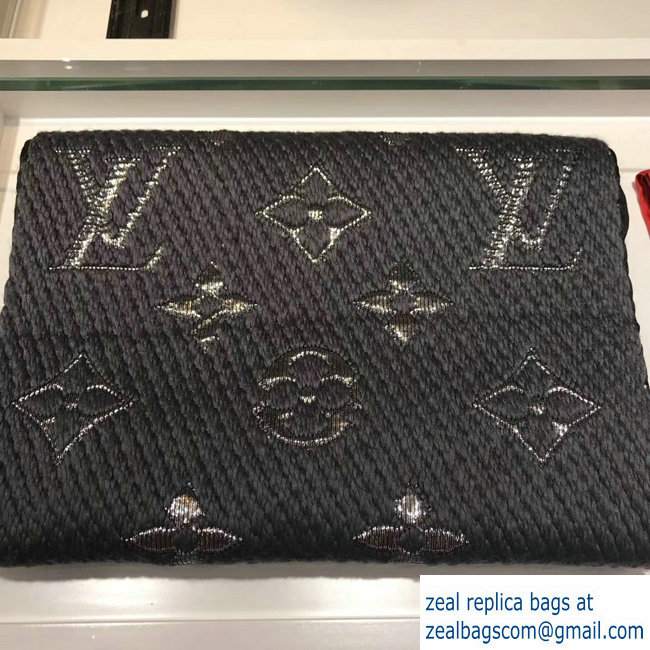 Louis Vuitton Logomania Shine Scarf Dark Gray/Silver 2018 - Click Image to Close